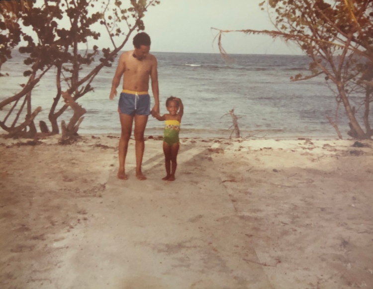 G.P. with her dad in the Grenadines.